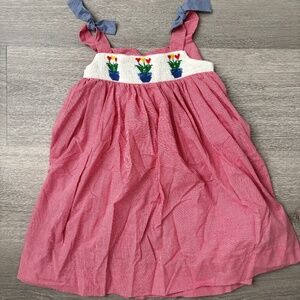 VINTAGE Hand Smocked SILLY GOOSE Girls Toddler Red & White Checkered Dress Sz 3